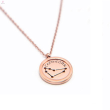 Fashion Rose Gold Stainless Steel Charm Horoscope Necklace